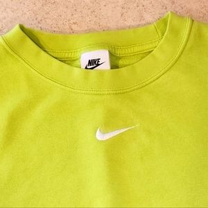 Nike Fleece Women's Oversized Cropped Crew-Neck Sweatshirt, Neon Green, Medium